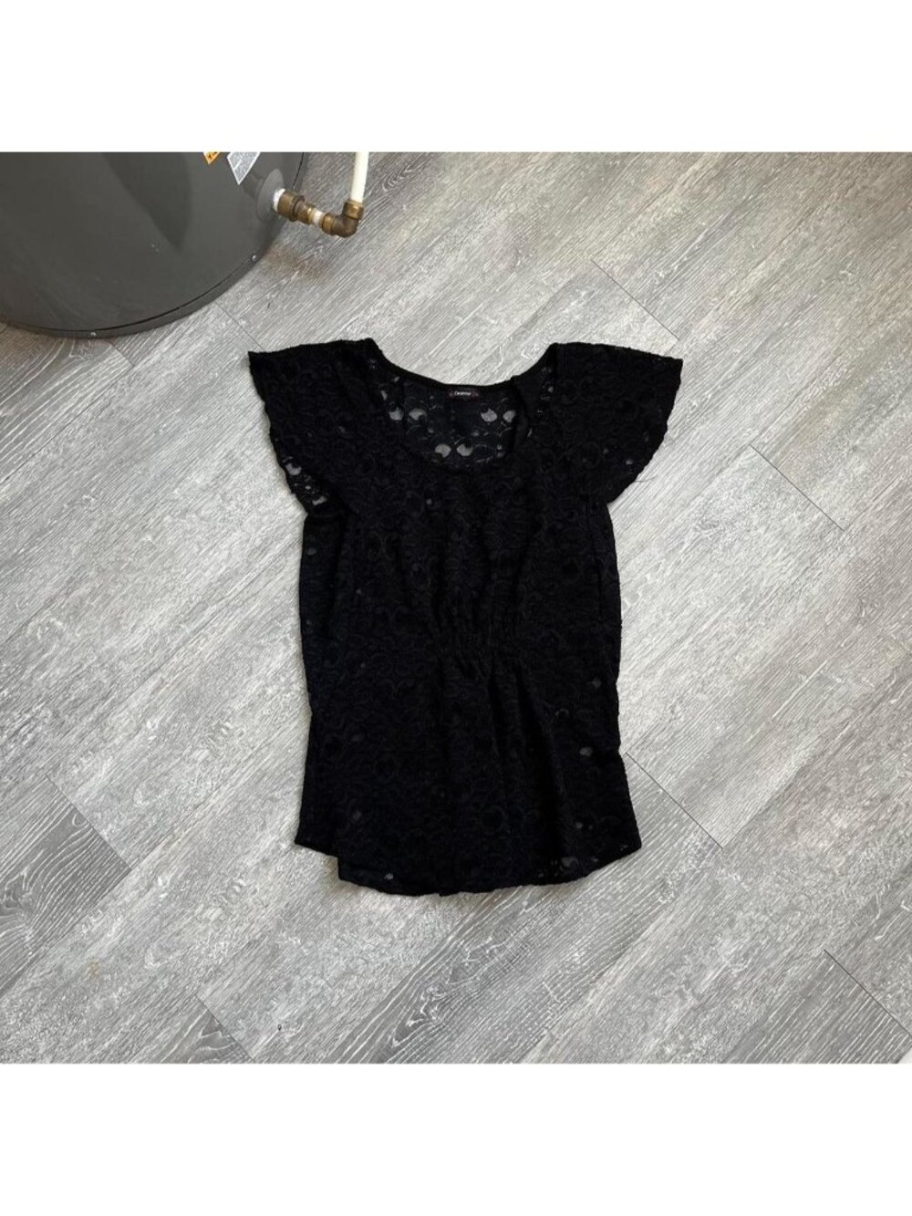 Black Vintage “Cocomo” Y2K Lace Style Babydoll Top / Shirt (Fits Women’s S)